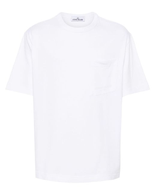 Stone Island White Logo-Print Jersey T-Shirt for men