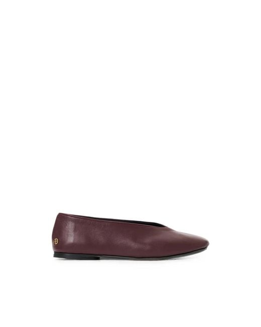 Anine Bing Red Ana Ballet Flats Smooth Leather
