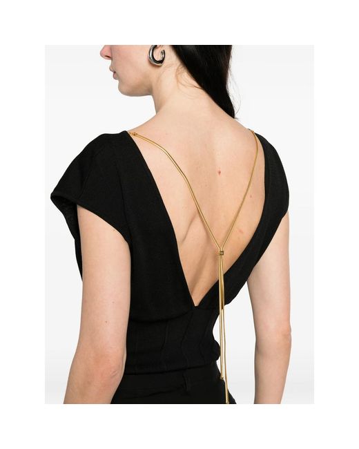 Elisabetta Franchi Black Bodysuit Ribbed