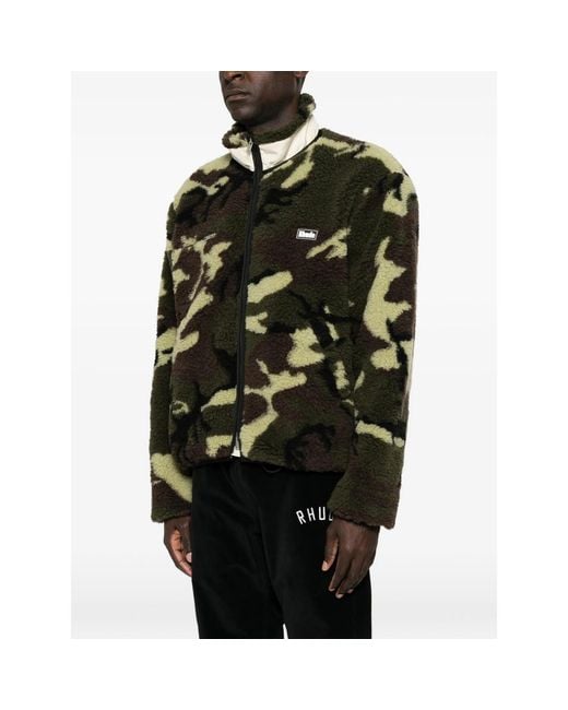 Rhude Black Camouflage-Print Logo-Embroidered Jacket for men