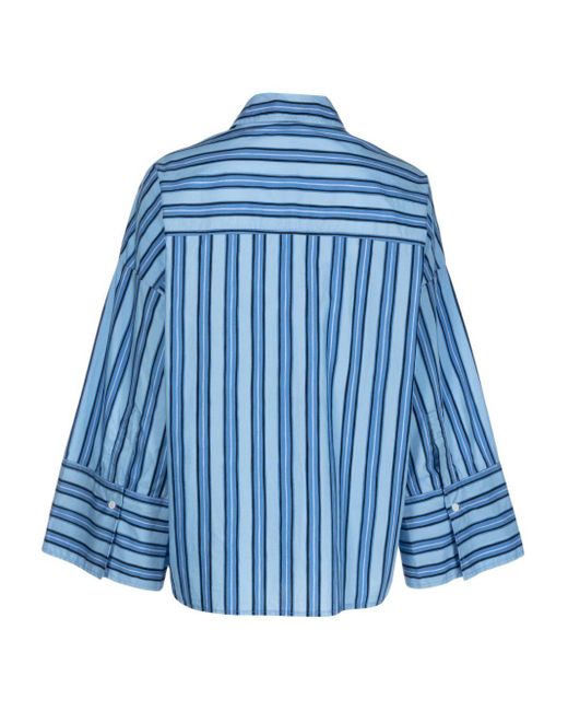 Faithfull The Brand Blue Multi-Way Striped Organic-Cotton Shirt
