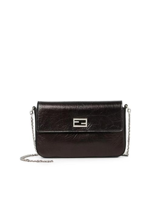 Fendi Black Leather Tube Wallet