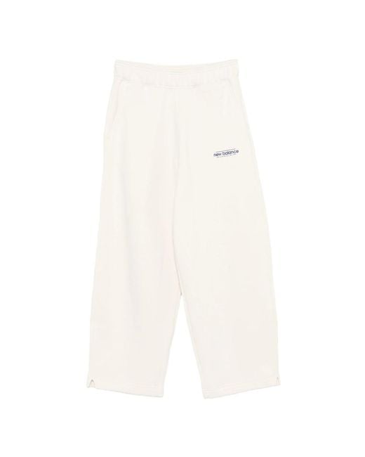 New Balance White Logo-Embroidered Sweatpants
