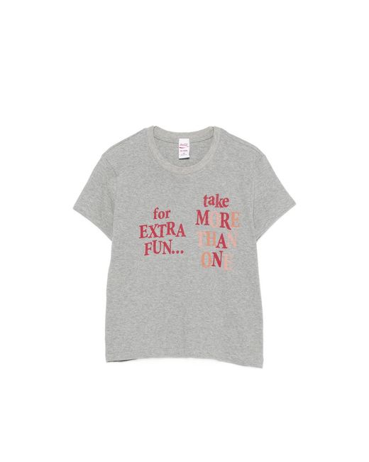 Re/done Gray X Coca Cola Slogan-Print T-Shirt