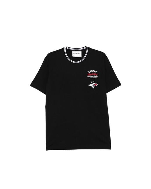 Iceberg Black Ringer Graphic T-Shirt for men