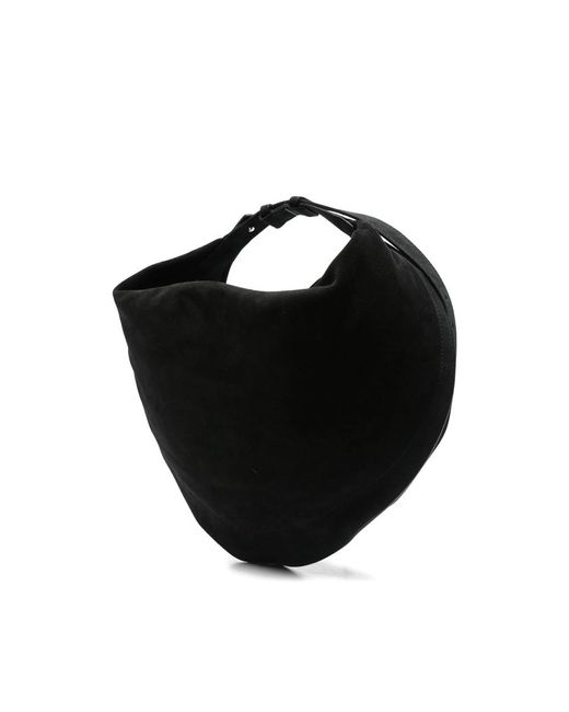 FEDERICO CINA Black Calf-Suede Curved Tote Bag