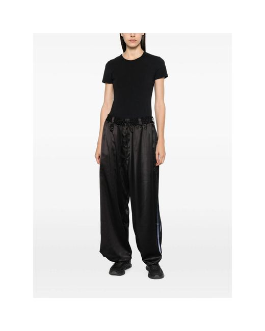 Y-3 Black Drawstring Satin Trousers for men