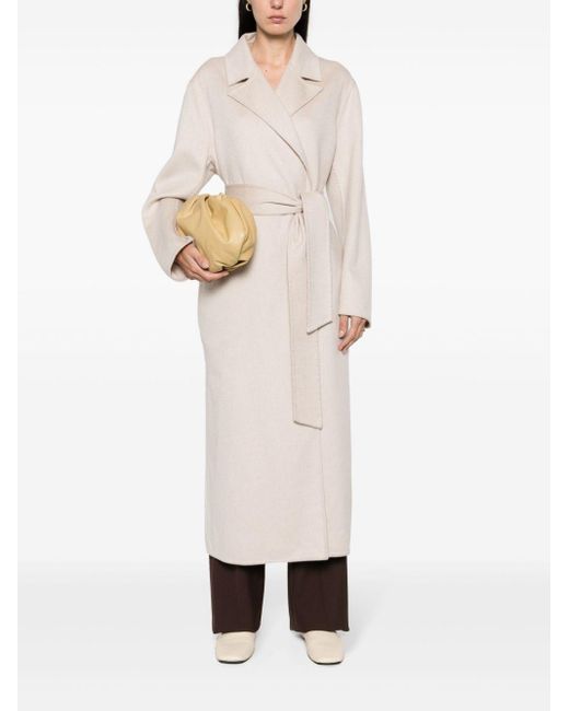 Kiton White Cashmere Belted Trench Coat
