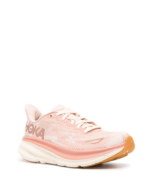 Hoka One One Pink Clifton 9 Sneakers