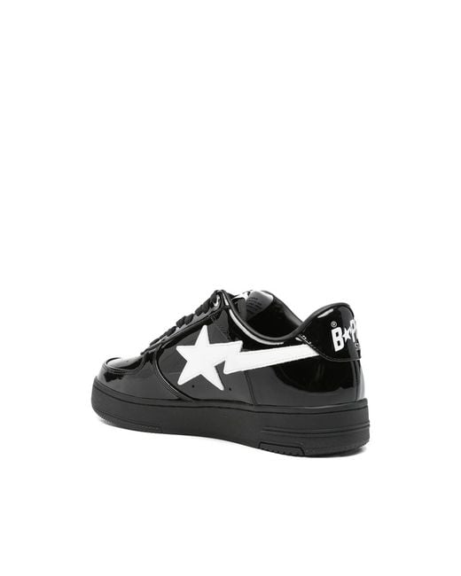 A Bathing Ape Black Bape Sta Leather Sneakers for men