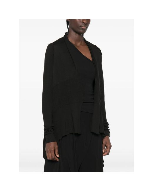Rick Owens Black Asymmetric Long-Sleeve Cardigan