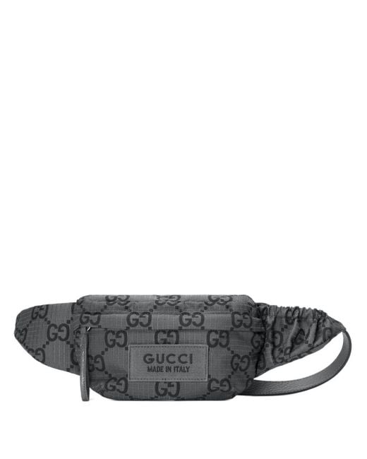 Gucci Gray Gg-Damier Logo-Patch Belt Bag for men