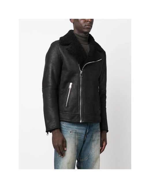 Eraldo Black Shearling Leather Jacket for men