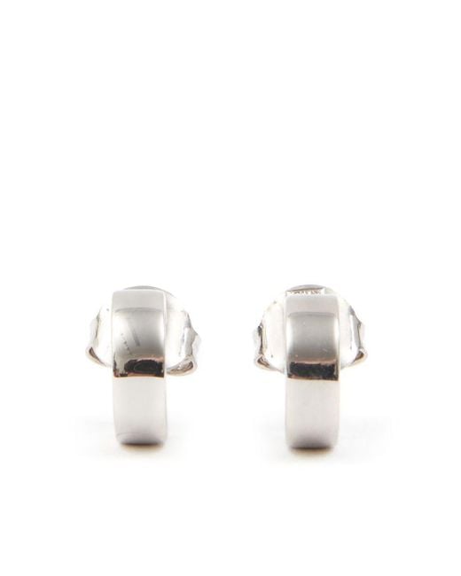 MM6 by Maison Martin Margiela White Numeric Engraved Hoop Earrings