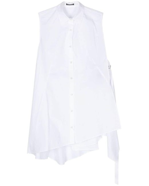 Ann Demeulemeester White Asymmetric Cotton Shirt