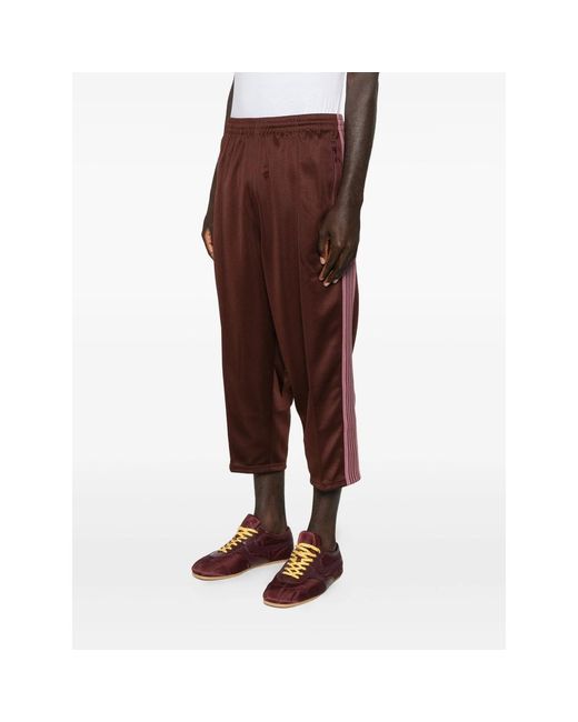 Needles Brown Side-Stripe Logo-Detail Pants for men
