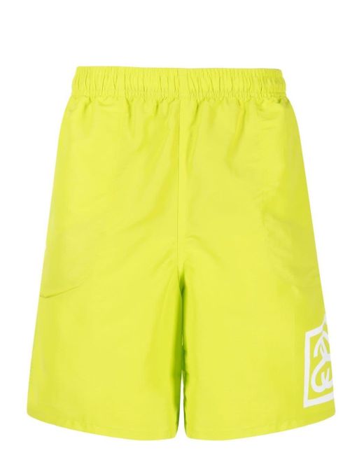 Stussy Yellow Logo-print Elasticated Swim Shorts for men