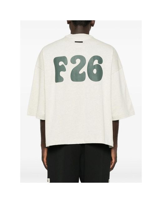 Fear Of God White Logo-Print Drop-Shoulder T-Shirt for men