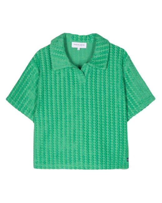 Maison Labiche Green Terry-Cloth Cropped Polo Shirt