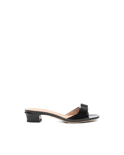 Ferragamo Black Vara Bow Slides