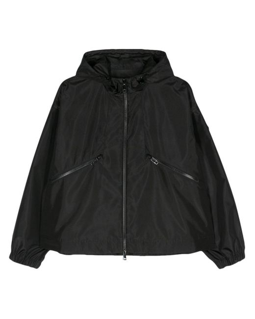 Moncler Black Logo-Appliqué Hooded Jacket