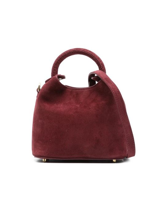 Elleme Red Madeleine Suede Top-Handle Tote Bag