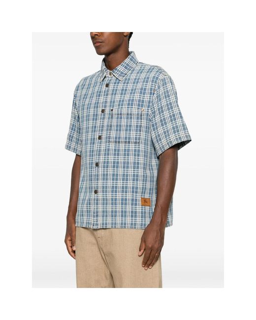 Burberry Blue Check Short-Sleeve Shirt for men