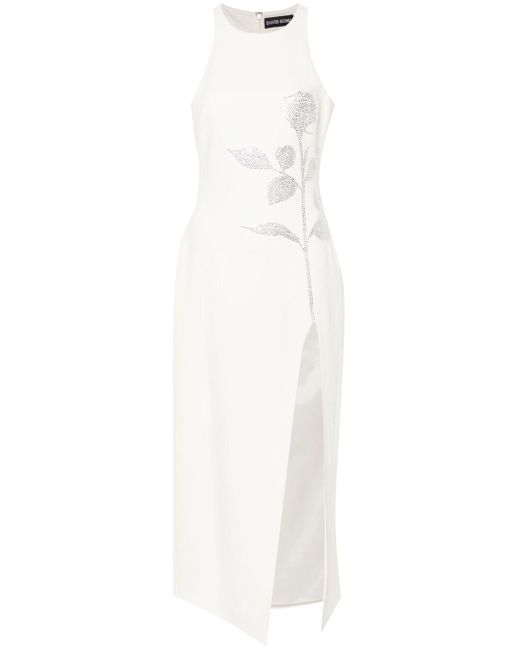 David Koma White Rhinestone-Embellished Cady Dress