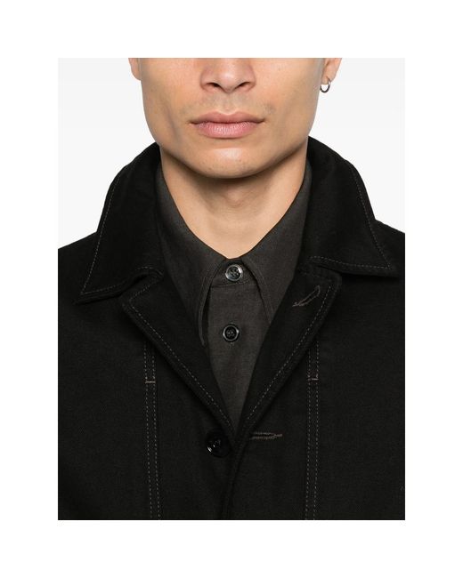 Lemaire Black Pocket Button Overshirt for men
