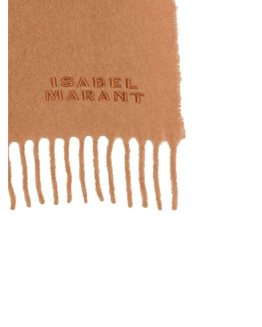 Isabel Marant Brown Firny Embroidered-Logo Scarf