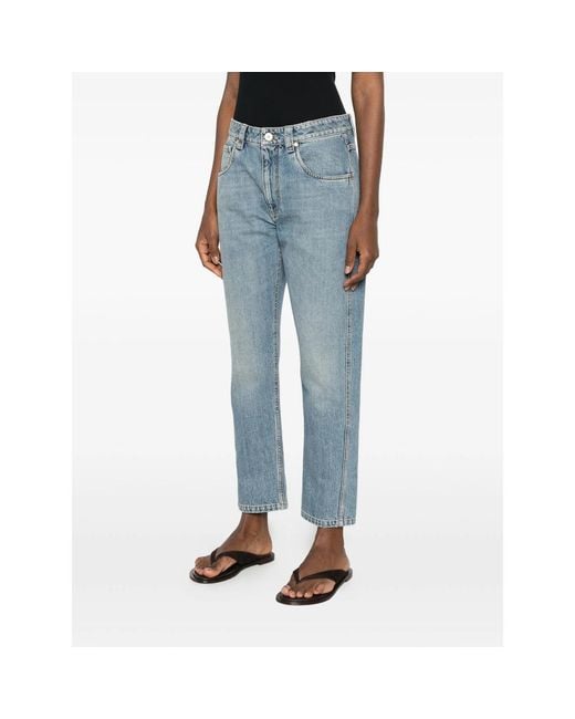Brunello Cucinelli Blue Logo-Patch Jeans