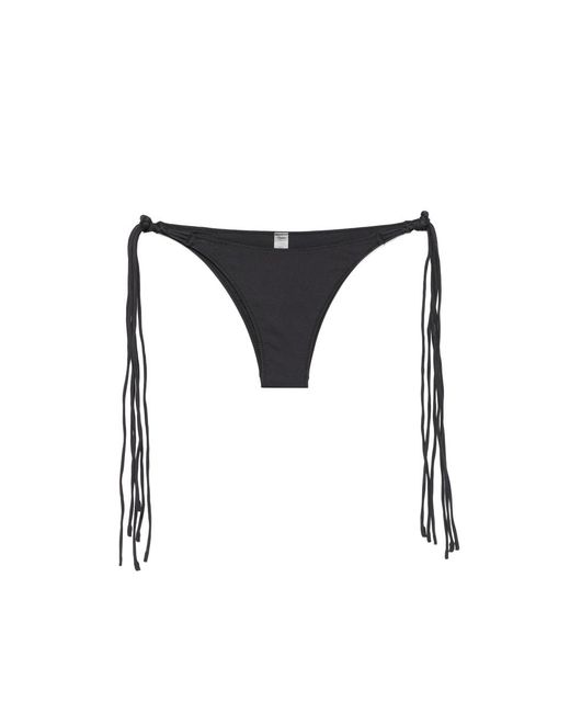 Frankie's Bikinis Black X Jennie Camille Fringe-Detail Bikini Bottoms
