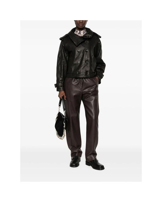 Giorgio Brato Black Double-Breasted Leather Jacket