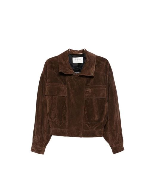 Saint Laurent Brown Zipa-Fastening Suede Jacket