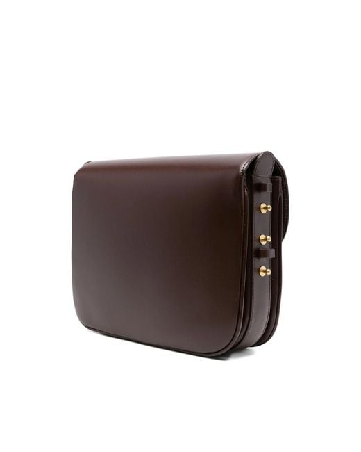 Soeur Brown Flap-Closure Cross Body Bag