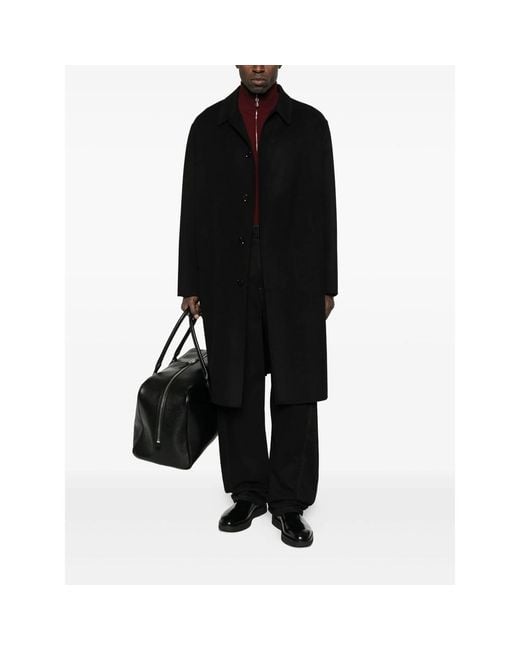 Lardini Black Classic-Collar Button Coat for men