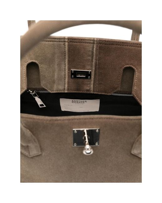 ANOTHER CHANCE Gray Panelled Logo-Patch Tote Bag for men