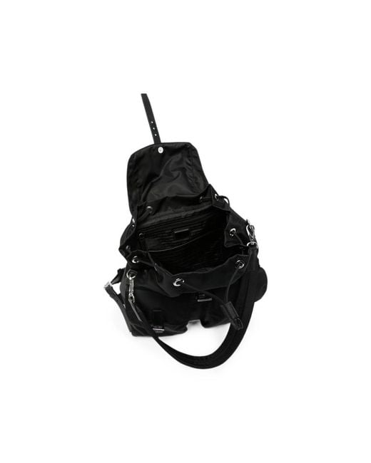 Prada Black Re-Nylon Logo-Plaque Backpack for men