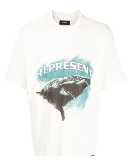 Represent Blue Shark Graphic-print T-shirt for men