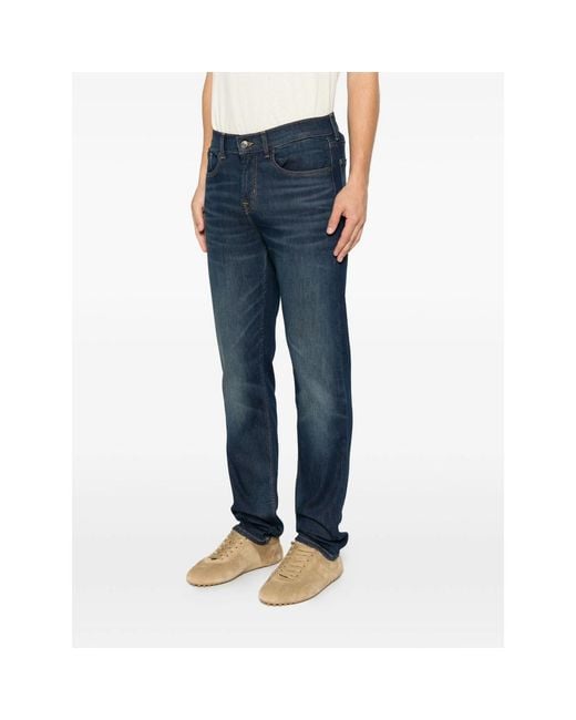 7 For All Mankind Blue Faded-Effect Jeans for men