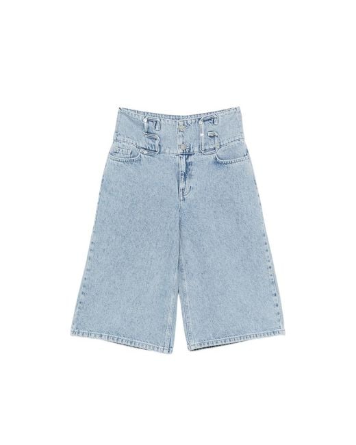 Stine Goya Blue High-Waisted Panelled Shorts