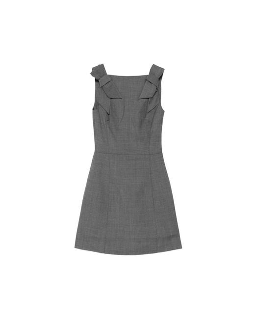 ShuShu/Tong Gray Bow-Strap Mini Dress