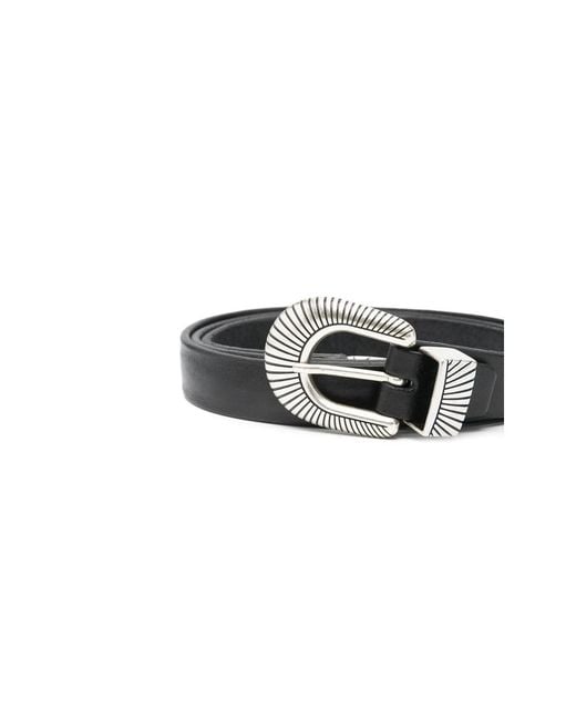 Eraldo Black Textured-Buckle Belt for men