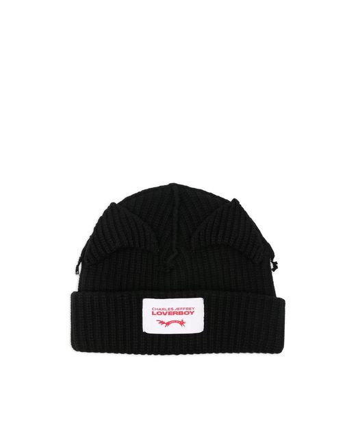Charles Jeffrey Black Ribbed-Knit Beanie for men
