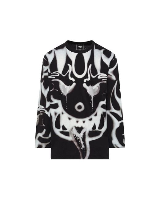 Y-3 Black Chito Graphic Long-Sleeve T-Shirt for men