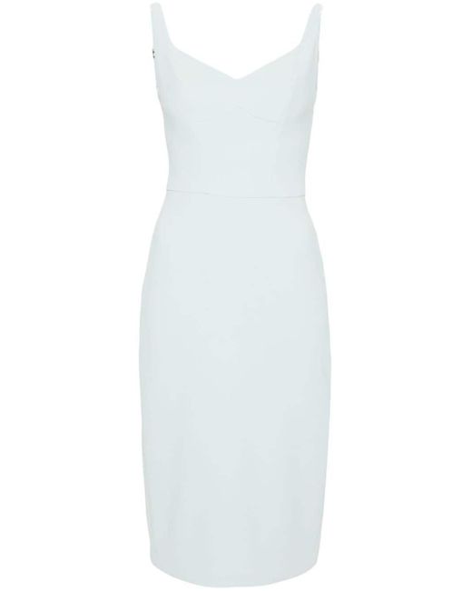 Elisabetta Franchi White Crepe-Texture Midi Dress