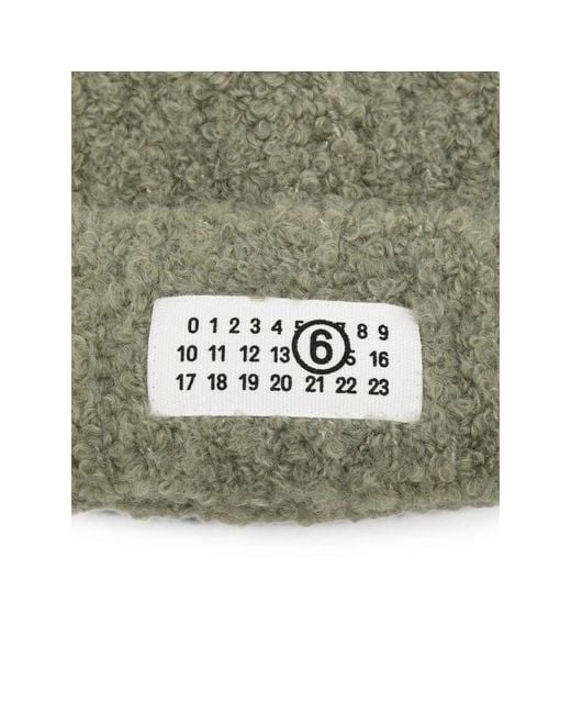 MM6 by Maison Margiela Green Logo-Patch Beanie Hat for men
