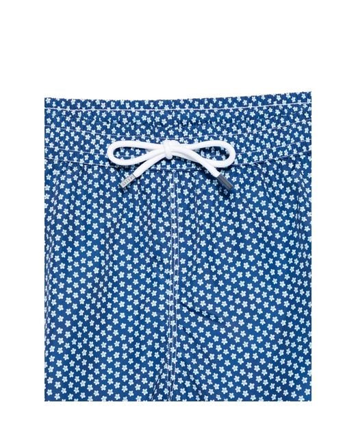 Fedeli Blue Floral Print Swim Shorts for men