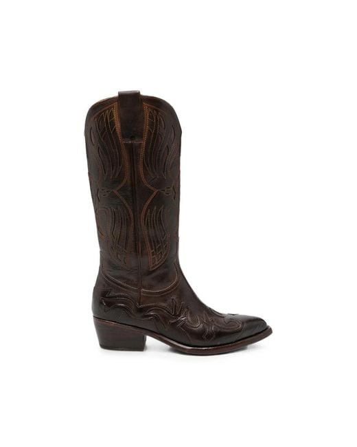 Eraldo Brown Embroidered Leather Boots