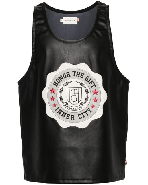 Honor The Gift Black Faux-Leather Vest for men